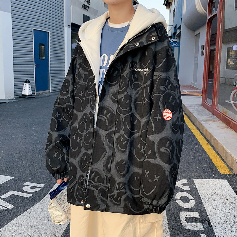 2022新款假两件宽松/连帽休闲外套潮夹克JK237-P90控128,男装夹克,电商A132（原电商B245）