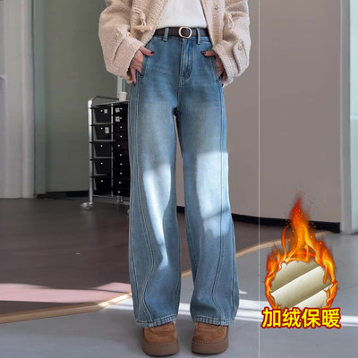 超好看加绒弯刀牛仔裤