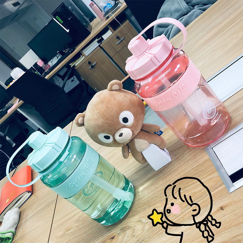 台湾绿贝运动杯子大容量户外塑料水壶儿童成人吸管水杯便携防漏耐