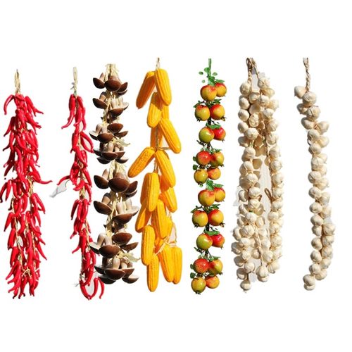 仿真蔬菜水果挂串假农家院绢花藤条大蒜玉米辣椒吊顶摆件道具模型