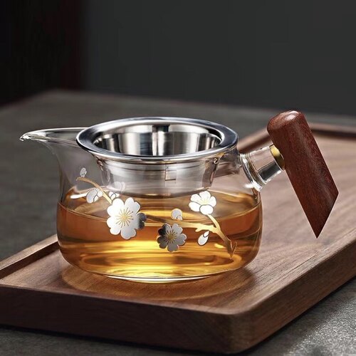 玻璃公道杯 加厚耐热玻璃公杯带304茶漏一体公杯玻璃茶海分茶器