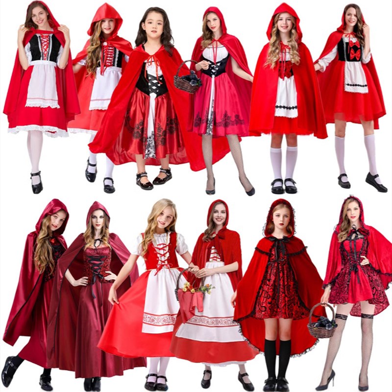万圣节cosplay服装小红帽童话故事舞台表演服连衣裙亲子套装