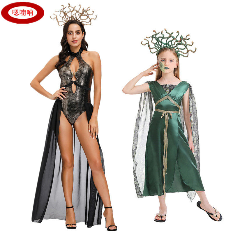 万圣节古希腊埃及艳后角色扮演cosplay亲子蛇发女妖美杜莎演出服