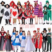 万圣节cos梦游仙境角色扮演服装 爱丽丝国王白皇后疯帽子亲子服