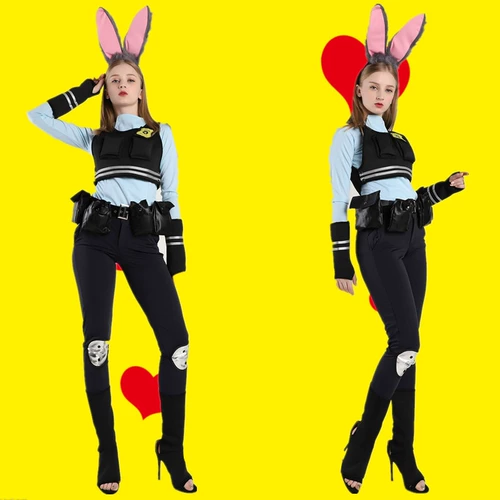 Хэллоуинская девочка Crazy Animal City Cosplay Clothing Аниме кролика Антропоморфная одежда Джуди