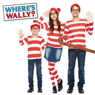 英国动漫聪明的沃里Where's Wally亲子装cosplay服装圣诞扮演服饰