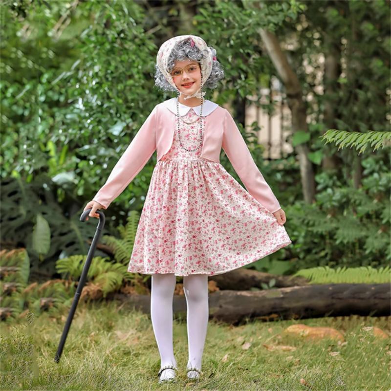 碎花连衣裙老婆婆扮演套装