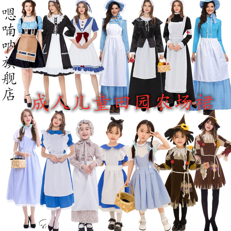 嗯喃呐中世纪平民服装亲子装欧洲女仆厨娘装田园农场服英国农庄服