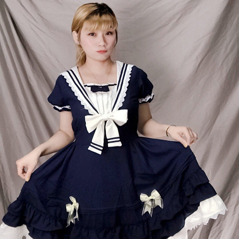 LOLITA洛丽塔洋装茵河的帆影茶会服海军装学院风软妹公主裙连衣裙