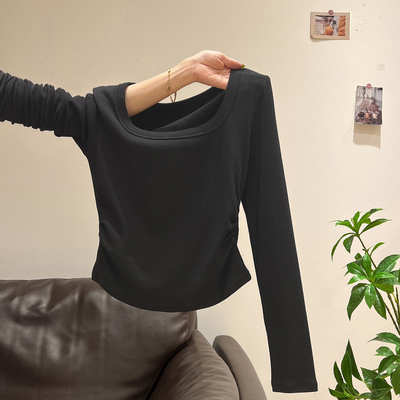 打底衫女内搭长袖修身低领上衣