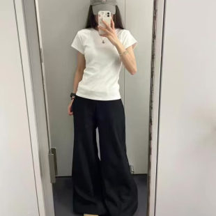 圆领纯棉修身 美式 显瘦辣妹气质上衣 夏2026新款 白色正肩T恤女短袖