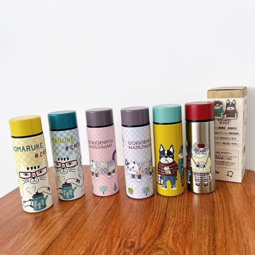 日本Kusuguru正品猫咪法斗保温杯口袋杯隔热便携316不锈钢小号