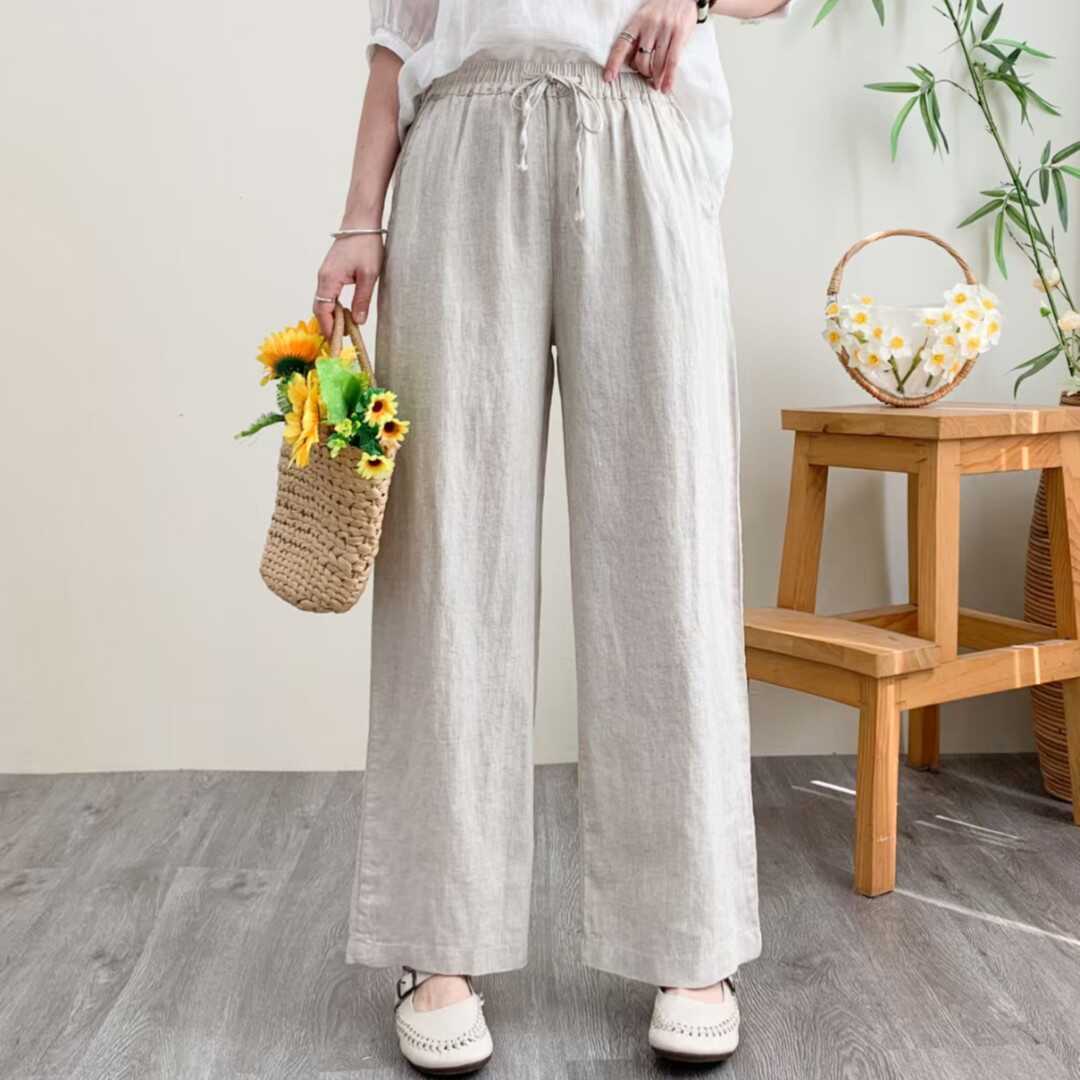 宽松显瘦厚款麻料休闲裤韩版百搭