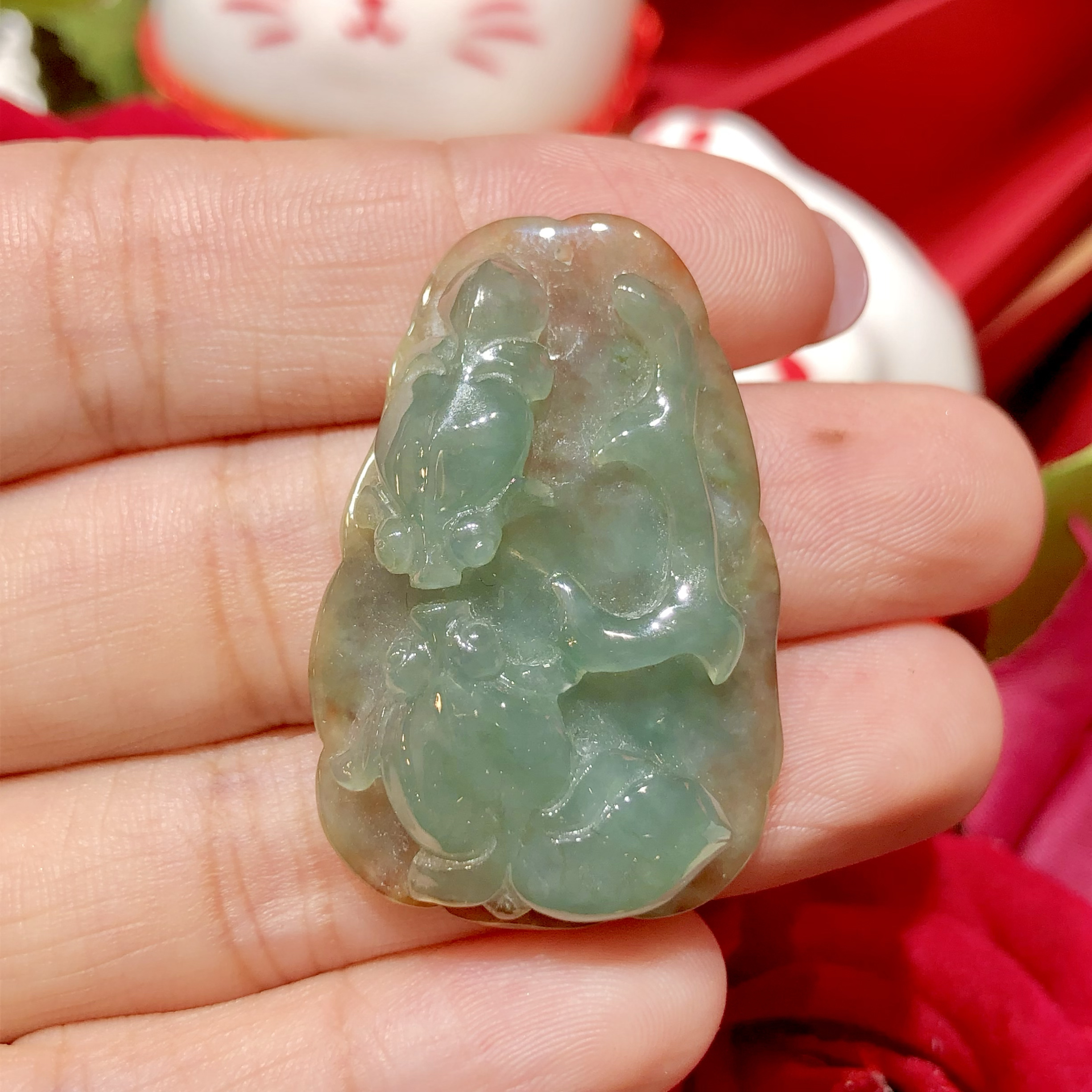 缅甸翡翠A货正品冰种水润黄翡年年有余双鱼座吊坠挂件时尚百搭款