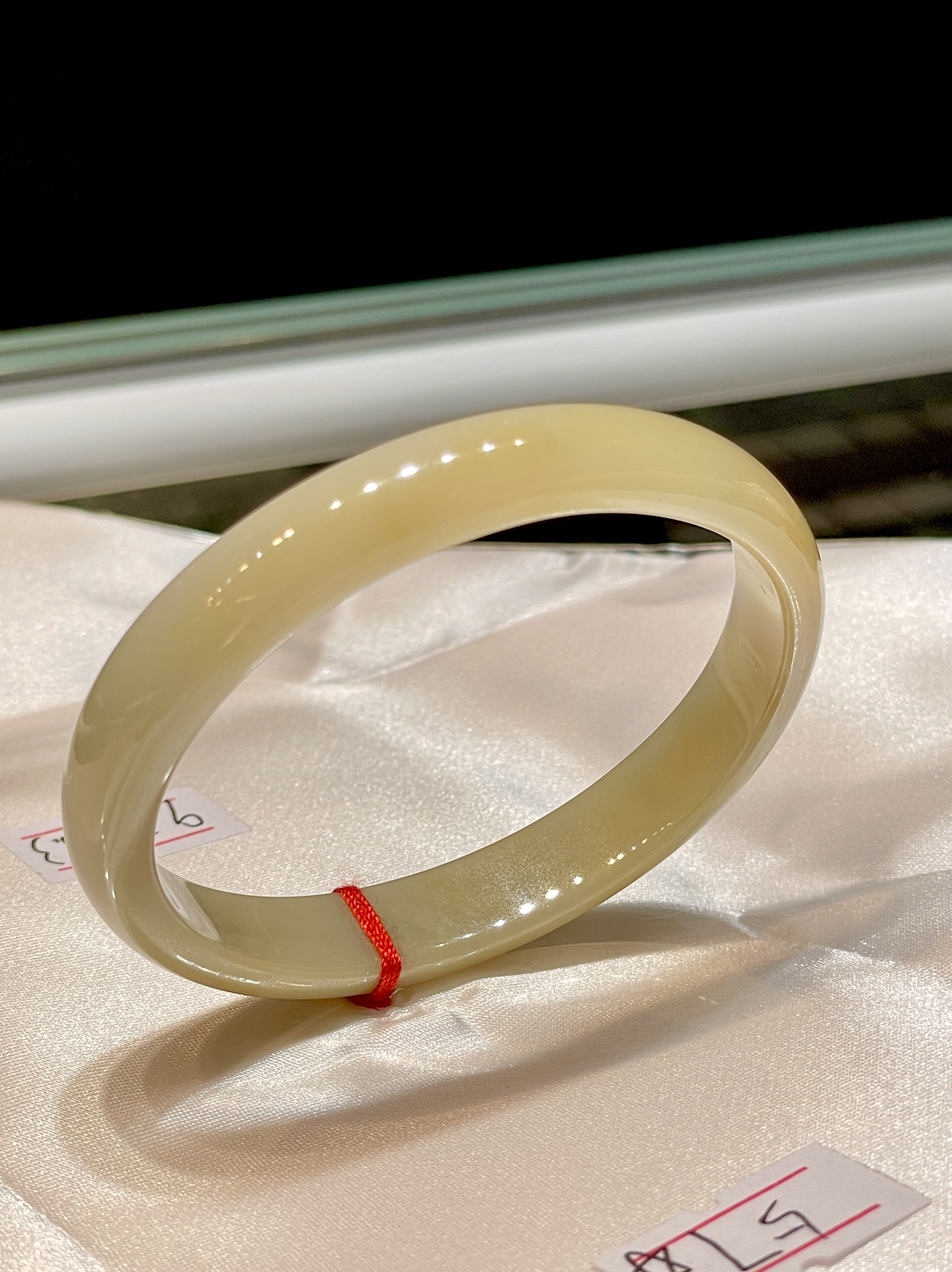 缅甸天然翡翠A货正品 冰种黄翡57圈口贵妃手镯时尚大方百搭时尚款