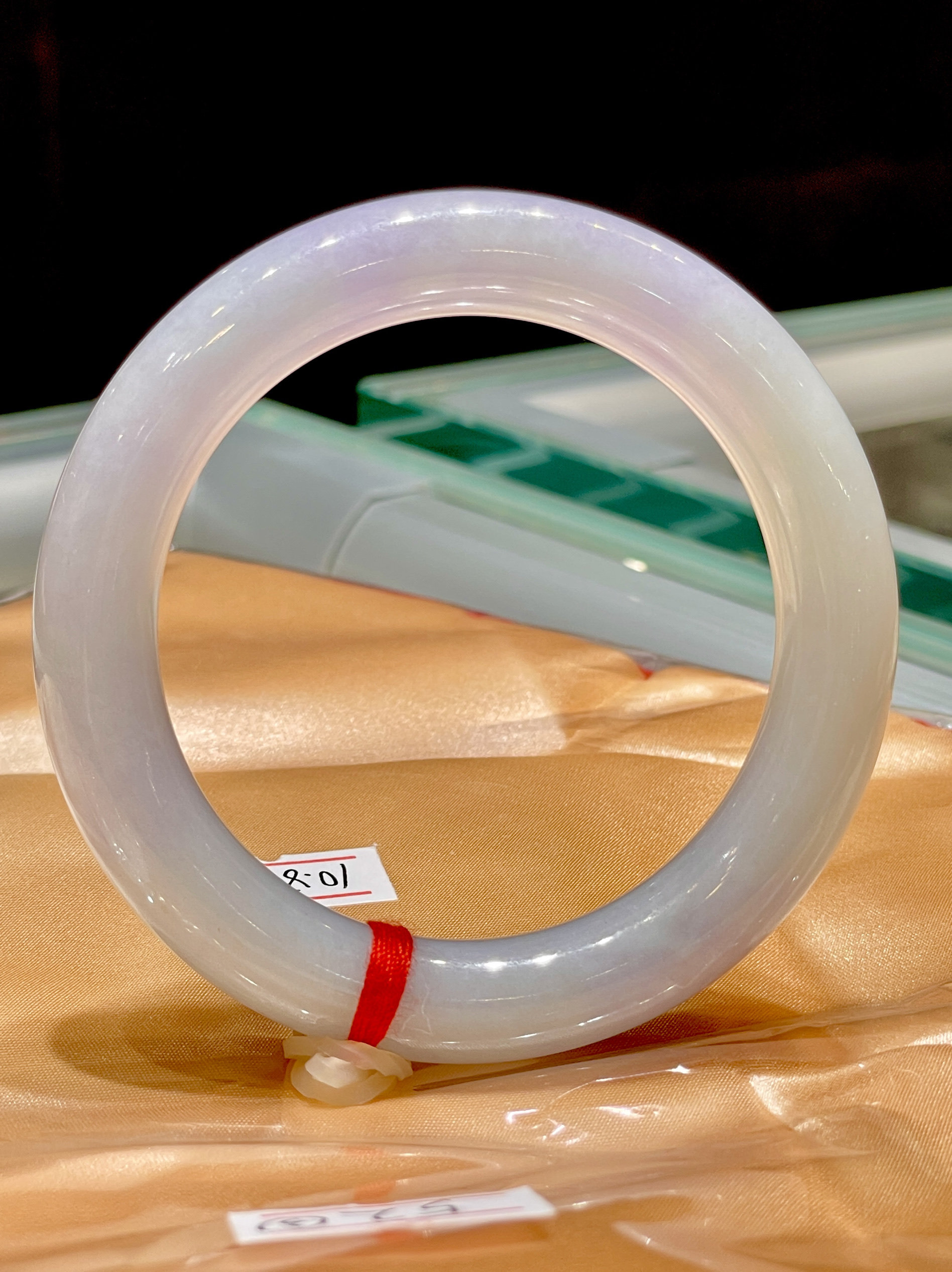 缅甸天然翡翠A货正品 冰种紫罗兰圆条手镯52圈口圆条手镯时尚百搭