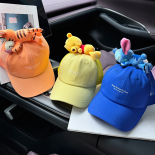 2025新可爱立体卡通玩偶鸭舌帽儿童圆脸百搭网帽夏凉帽女宝棒球帽