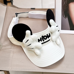 日单捂脸米奇空顶帽2025夏季 字母出游纯棉鸭舌帽户外防晒帽夏凉帽