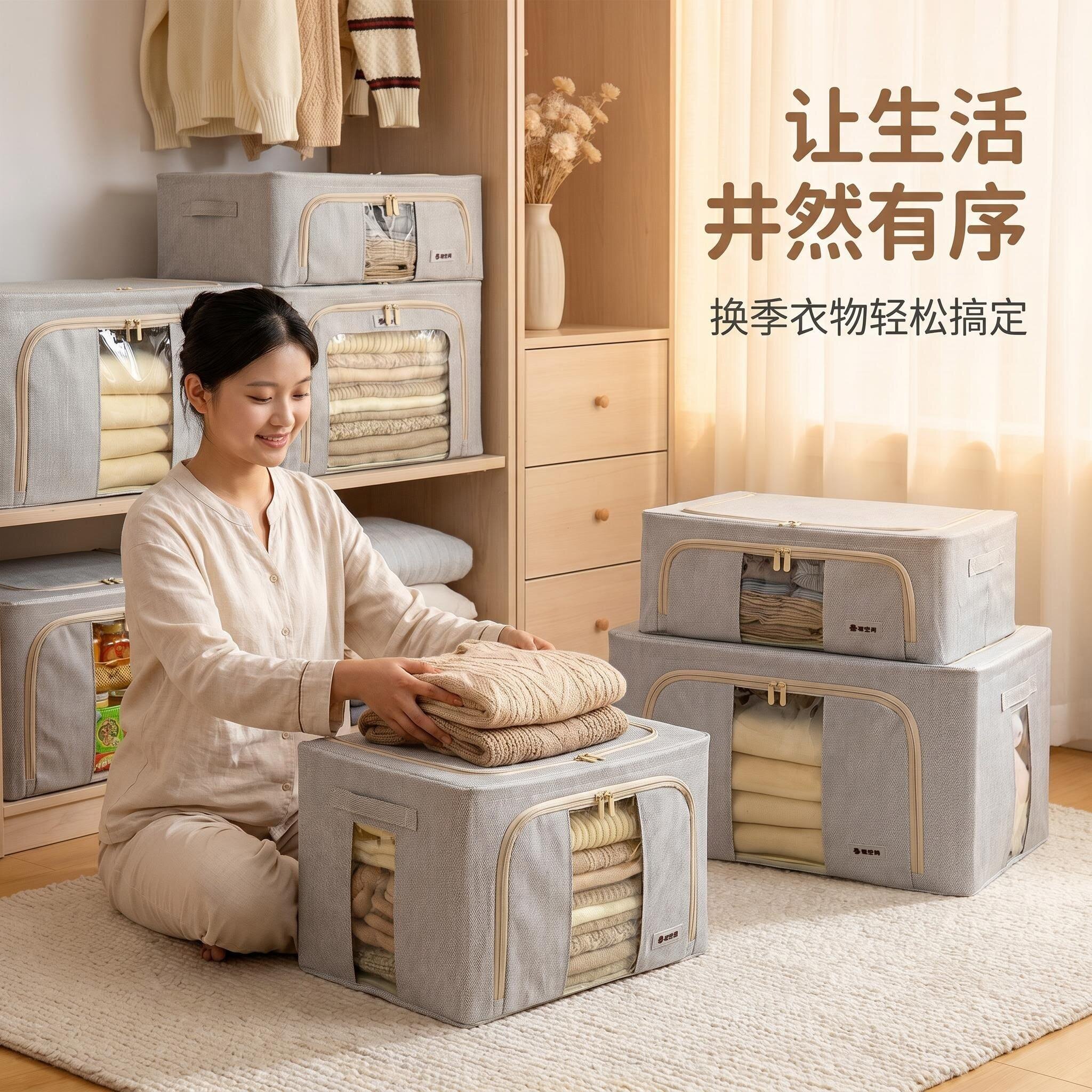 理空间高定棉麻百纳箱