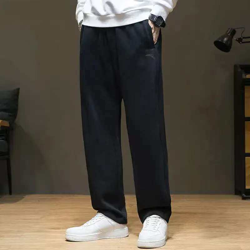 安踏男冬季针织运动长裤舒适休闲裤加绒直筒束脚卫裤通勤裤子