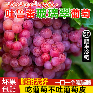 吐鲁番玻璃翠】新疆玻璃脆葡萄新鲜当季现摘无籽红提4斤顺丰包邮