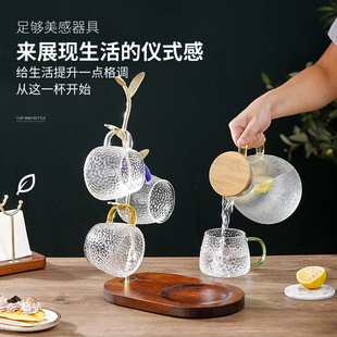北欧轻奢树叶水杯架子置物架家用水杯收纳玻璃杯咖啡杯木质杯壶托