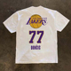 美式 T恤纯棉宽松重磅上衣 休闲运动篮球球衣湖人队东契奇77号短袖