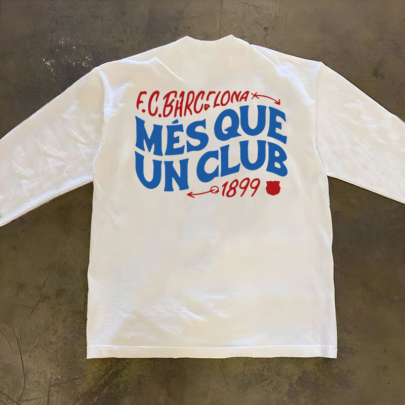 巴萨西甲夺冠短袖T恤亚马尔同款足球运动休闲字母300克长袖打底衫