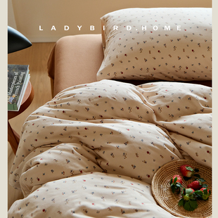 英伦复古碎花纯棉针织棉床上四件套柔软a类天竺棉床单 烟熏桔梗