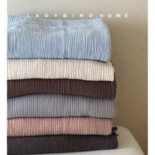 早秋A类软绵绵5层棉纱流苏毯子纯棉皱皱竹纤维夏凉盖毯午休毯