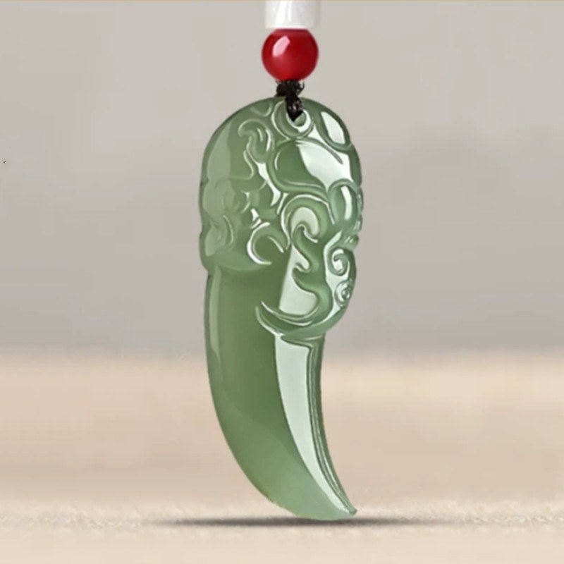 真品和田玉狼牙吊坠男士青白玉狼牙挂件霸气狼牙玉坠女士玉佩项链