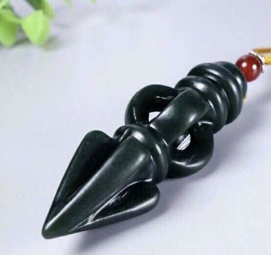 天然和田玉青玉金刚降魔杵吊坠