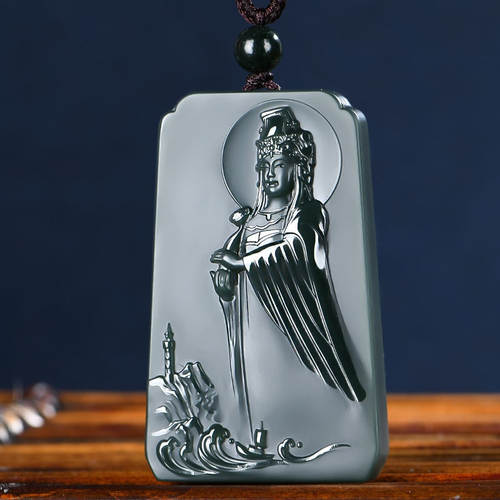 天然新疆和田玉妈祖保佑玉牌