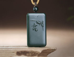 天然和田玉喜从天降喜鹊吊坠福禄葫芦玉牌青玉喜鹊挂件玉坠男女款