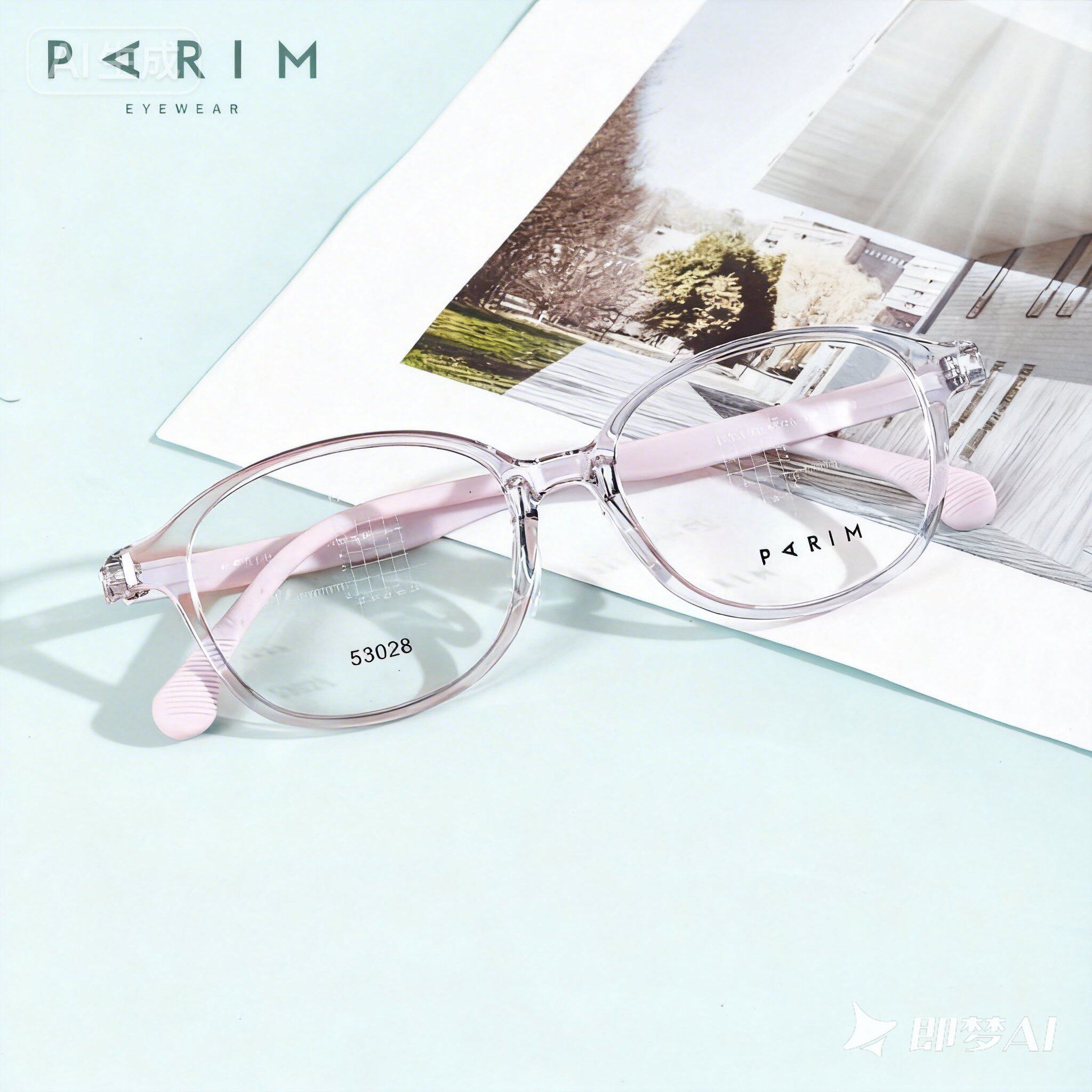 派丽蒙儿童硅胶近视眼镜框男女孩53028超轻透明8-11岁青少年防滑