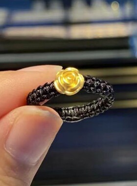 小众复古时尚玫瑰花编织戒指