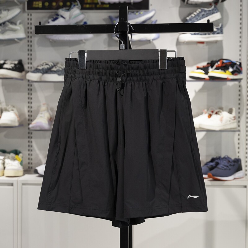 李宁女子运动短裤2025夏季健身系列冰感舒适防晒宽松短裤AKSV128