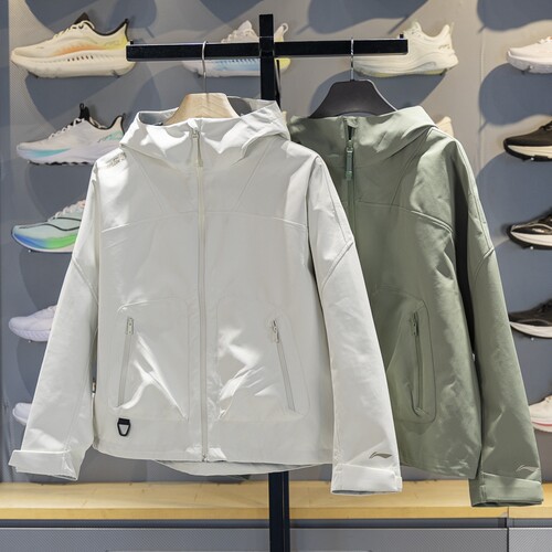 李宁女子连帽防泼水防护珑壳外套