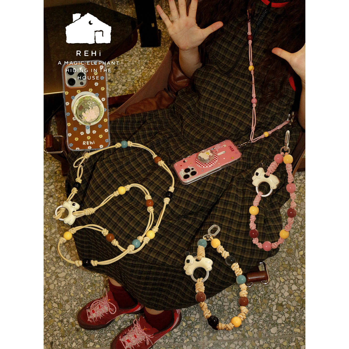 REhi 串果果手机挂绳 原创撞色木球手工编织挂绳手机便携斜挎绳,饰品/流行首饰/时尚饰品新,绳,淘宝优惠券,粉丝福利购,淘宝优惠卷