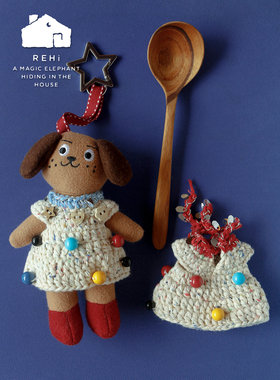 REhi 歪头小狗公仔 原创毛绒公仔包包挂件手机配饰趣味摆件玩偶