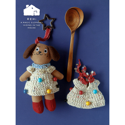 REhi原创歪头小狗公仔趣味摆件