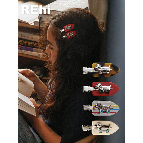 REhi原创醋酸刘海夹子金属狗狗