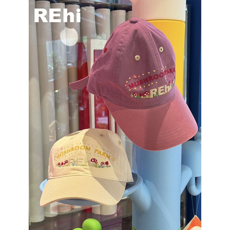 REhi 蘑菇Farm鸭舌帽 原创立体刺绣遮阳软顶帽子趣味休闲帽
