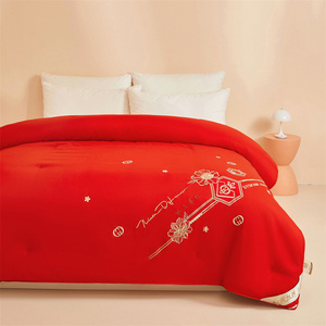 53结婚被子桑蚕丝被子母被二合一喜被陪嫁正品丝棉纯刺绣红色婚被