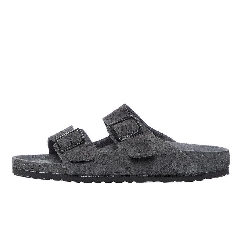 Birkenstock女士凉鞋透气软底轻便舒适双扣带绒面平跟短筒休闲
