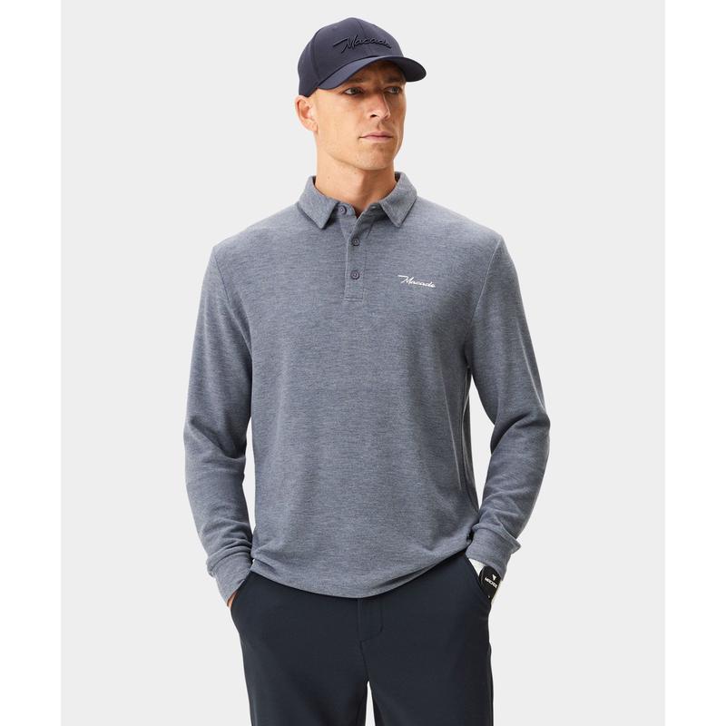 代购MACADE男高尔夫服装柔软运动服Weave Stone Blue Brushed Sh