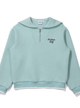 代购MALBON GOLF女士运动夹克保暖舒适轻便透气浅绿色棉混纺长袖