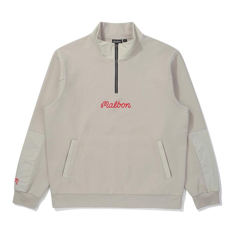 MALBON GOLF男士半拉链卫衣透气舒适保暖保暖轻便穿着日常穿搭
