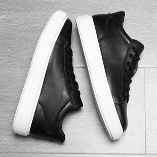 休闲百搭板鞋 真皮时尚 黑面白底头层牛皮潮 男士 凯玛龙2024秋冬新款