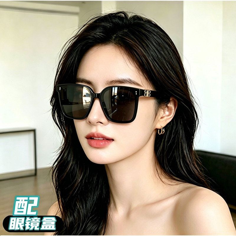 【配眼镜盒】方框墨镜女高级感大框太阳眼镜遮阳防紫外线显脸小